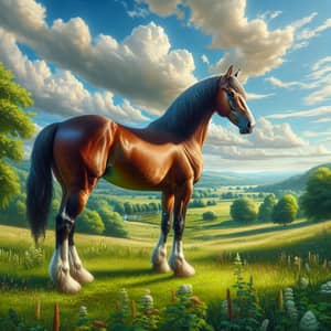 Majestic Horse in Peaceful Countryside Environment