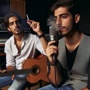 Hispanic Musicians in Recording Studio | Music Duo