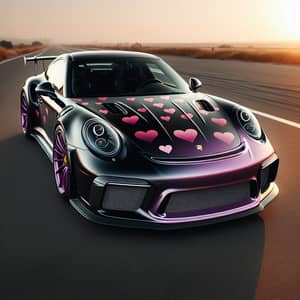 Black & Purple Porsche 911 GT3 RS with Hearts | Sleek Design
