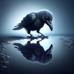 Photorealistic Strong Baby Crow in Fantastic Realism