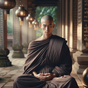 South Asian Monk | Peaceful Meditative Pose in Traditional Attire