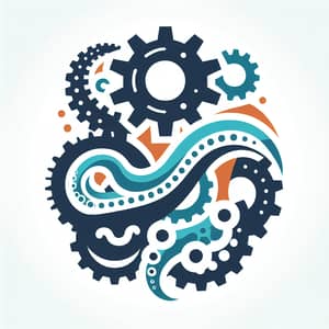 Professional Logo Design with Intertwined Gears and Octopus Tentacle