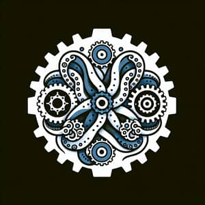 Sophisticated Logo Design with Gears and Octopus Tentacles