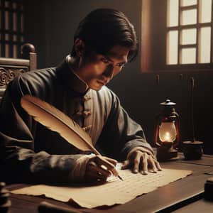 Jose Rizal: Late 19th Century Asian Man Writing