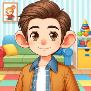 Handsome Character with Big Ears in Colorful Playroom