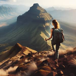 Courageous Female Adventurer Trekking majestic peak of Kalsubai Mountain