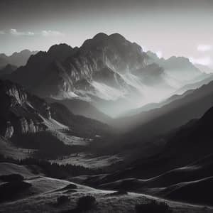 Vintage Black and White Mountain Landscape Photography