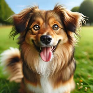 Cheerful Medium-Sized Dog with Wavy Fur in Lush Park