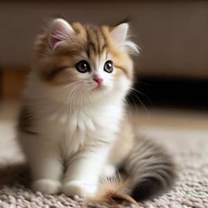 Adorable Kitten on Soft Rug | Playful and Curious