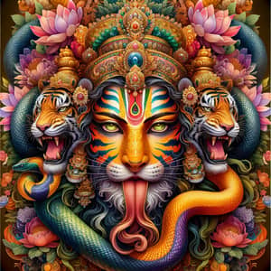 Mythological Deity with Tiger and Snake Features