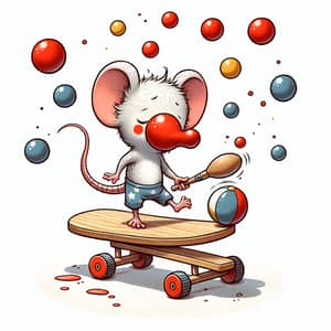Adorable Mouse Juggling Thoughts on Balance Board