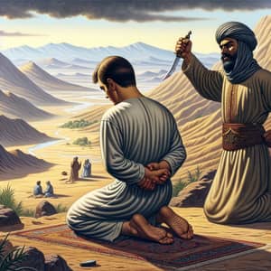 Betrayal Scene in Pre-Islamic Era Desert - Man Praying Stabbed