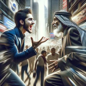 Urban Debate: South Asian Man Persuading Middle-Eastern Gentleman
