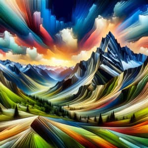 Stunning Mountain Landscape with Abstract Art Style