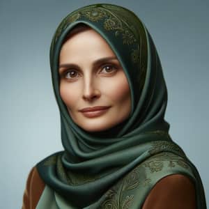Elegant Woman in Emerald Green Hijab | Serene Portrait