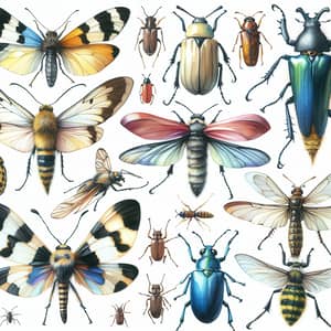 Watercolor Insects: Butterflies, Beetles, Dragonflies | Art Collection