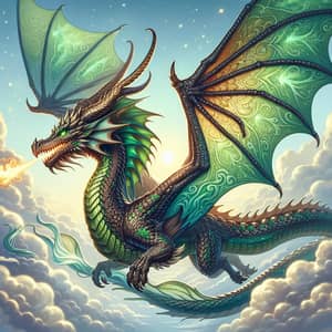 Majestic Toothy Dragon Soaring in the Sky