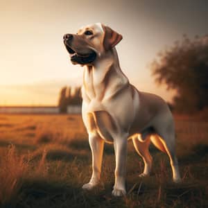 Majestic Labrador Dog Standing on Grass | Sunset Portrait