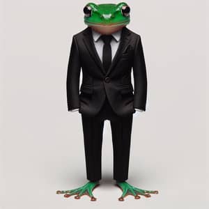 Elegant Green Frog in Stylish Black Suit