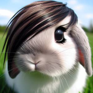 Emo Bunny: Captivating Rabbit With Emo Style in Grassy Field