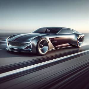 Futuristic Sports Sedan with Sleek Design | Metallic Silver & Deep Maroon