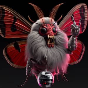 Unique Death Moth with Crimson Beard and Devil Horns