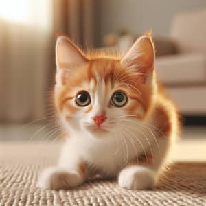 Playful Orange and White Patched House Cat | Curious Cat Pouncing