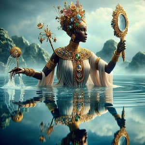 African Diety OSHUN: Supreme Water Being with Golden Crown