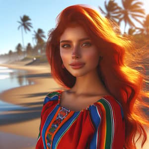 Ecuadorian Coastal Lady with Vibrant Red Hair