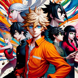 Naruto Characters: Powerful Teamwork in Abstract Setting