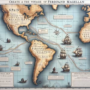 Ferdinand Magellan's Voyage Map: Spain to Philippines Route