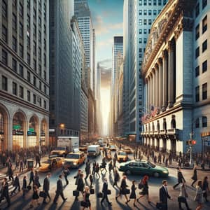 Bustling Wall Street Scene in New York City
