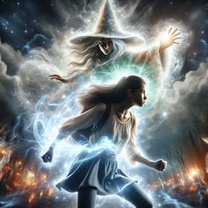 Courageous South Asian Girl Battles Witch in Divine White Light