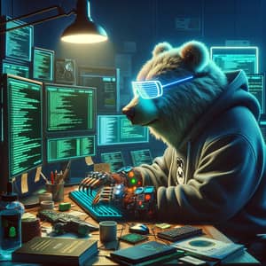Tech-Savvy Hacker Bear | Cybersecurity Expert