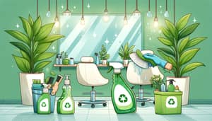 Eco-Friendly Salon Cleaning: Benefits illustrated in Cartoon Style