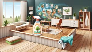 Eco-Friendly Family Home Cleaning | Sustainable Lifestyle Cartoon