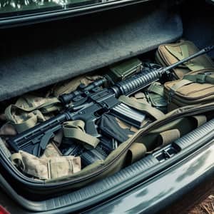 Detailed View of Rifle in Car Trunk | Clandestine Scene