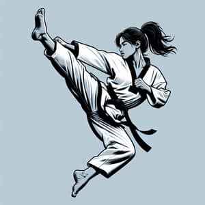 Middle-Eastern Female Demonstrating High Taekwondo Kick
