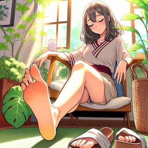 Nemona Girl Relaxing: Casual Barefoot Soles Scene