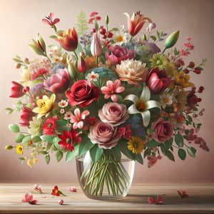 Romantic Flower Bouquet | Mixed Roses, Tulips, Daisies & Lilies