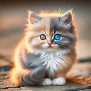 Unique Feline with Blue and Brown Eyes