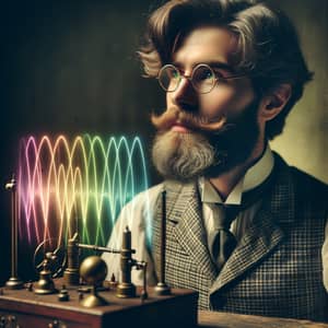 19th-Century Caucasian Male Scientist Studying Electromagnetic Waves