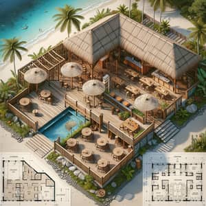 Caribbean Beachfront Restaurant Blueprint | Open-Air Dining & Bar