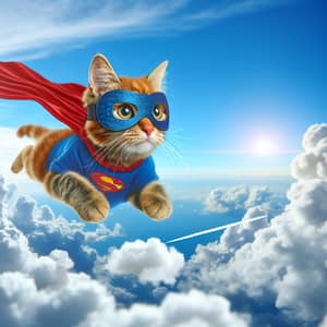 Superhero Cat Flying in the Sky - Amazing Action Shot