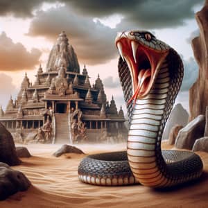 Menacing Open-Mouthed Cobra on Rocky Scene