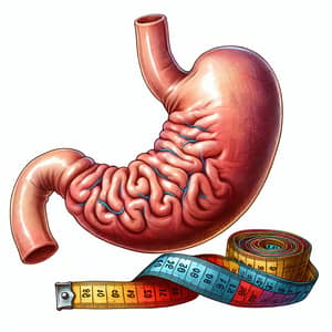 Realistic Stomach Organ with Measuring Tape - Anatomy Illustration