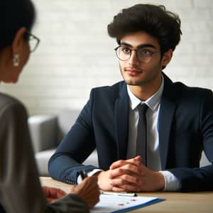 Professional Job Interview with Young South Asian Man
