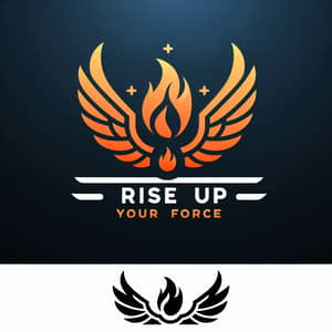 Modern Digital Marketing Logo with Fire and Wings | Rise Up Your Force