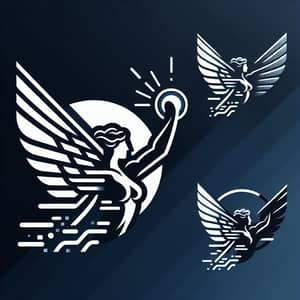 Modern Digital Marketing Logo with Mythological Goddess Wings
