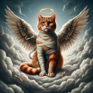 Red Cat with Angel Wings: A Saint Among the Clouds
